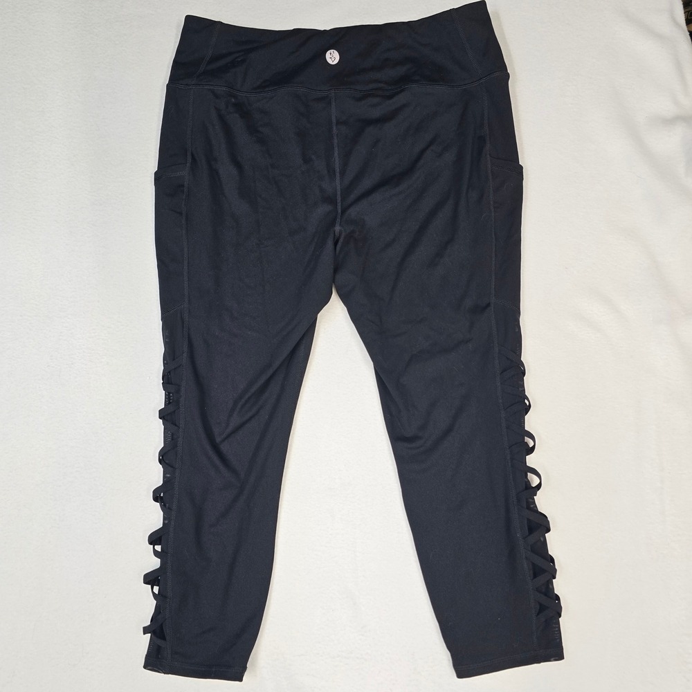 Torrid Active Womens Black Corset Mesh Strappy Side Pocket Leggings Size 2X Yoga